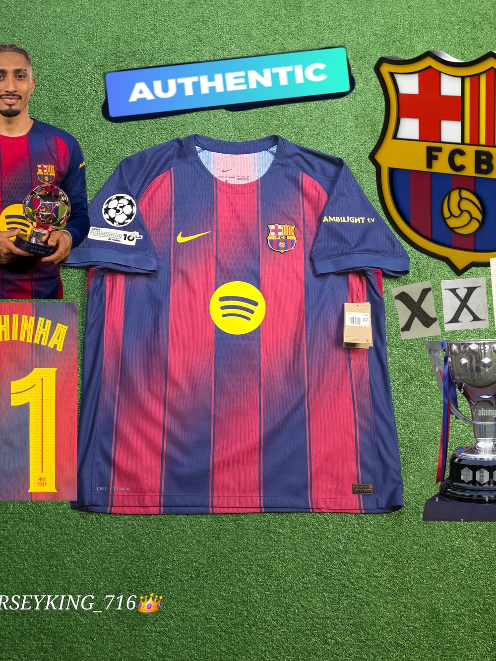 Nike FC Barcelona Raphinha #11 1025/2026 Authentic Home Jersey UCL Patches New